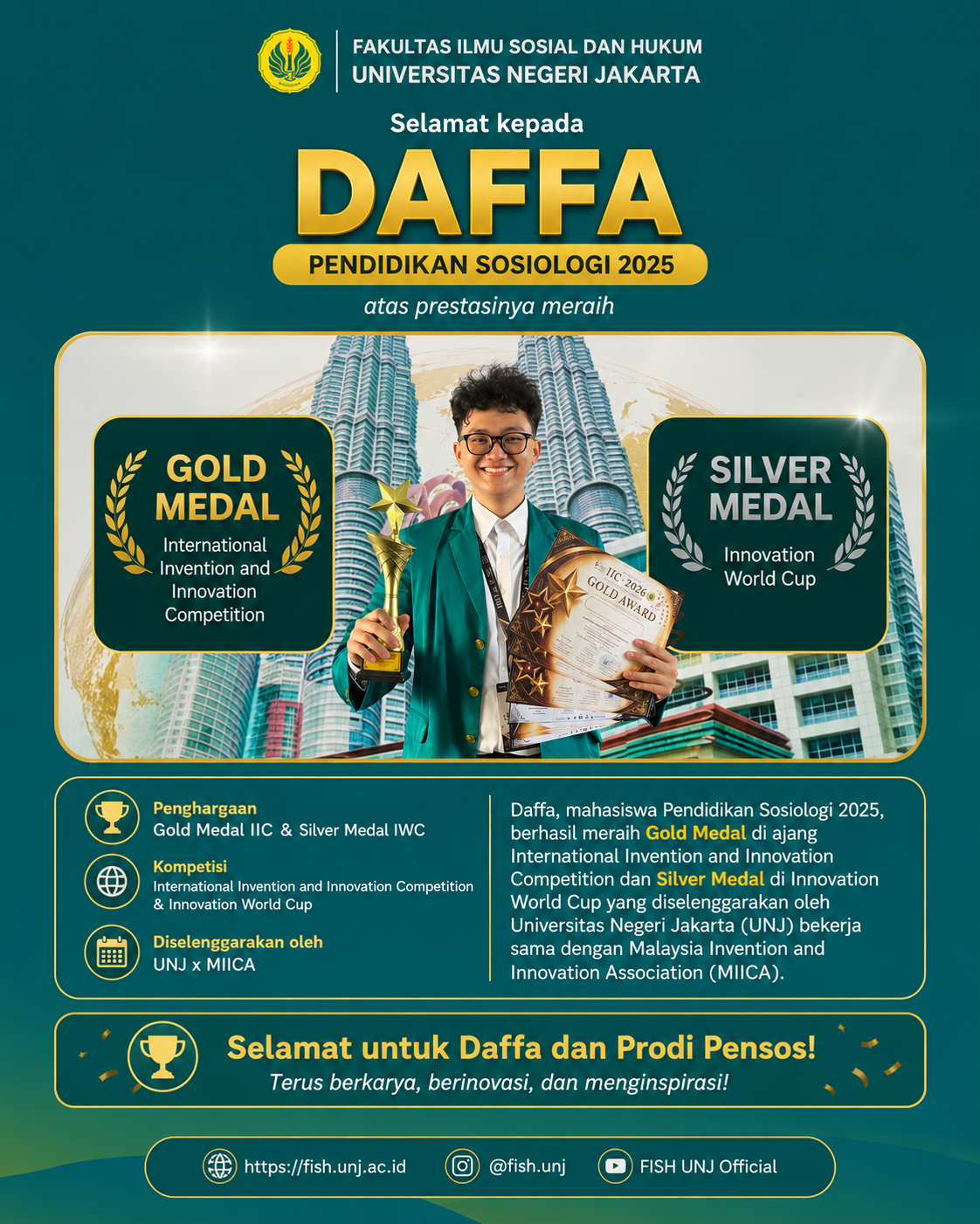 Mahasiswa Pendidikan Sosiologi FISH UNJ Raih Gold Medal dan Silver Medal pada Ajang Inovasi Internasional